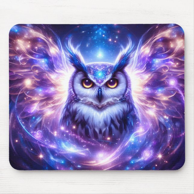 Cosmic Mystical Wisdom Celestial Spiritual Owl  Mousepad (Vorne)
