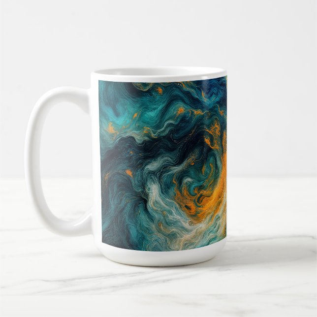 Cosmic Ocean Square - Abstrakte Farben Kaffeetasse (Links)