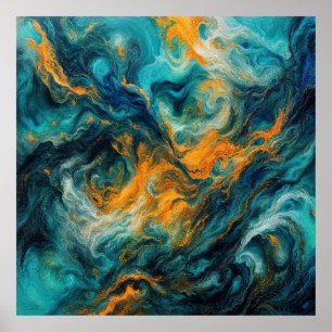 Cosmic Ocean Square - Abstrakte Farben Poster