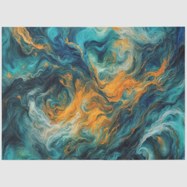 Cosmic Ocean Square - Abstrakte Farben Seidenpapier (Vorderseite)