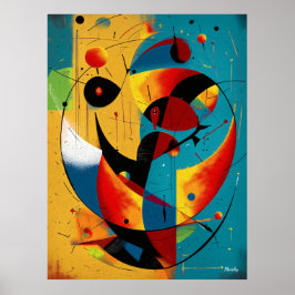 Cosmic Orbit Abstraction in Teal & Tangerine Poster