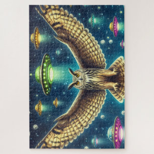 Cosmic Owl Nightscape - Ufos im Himmel