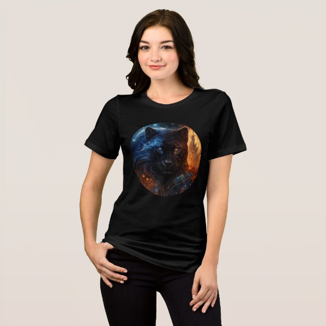 Cosmic Panther – Day and Night Fantasy Art Tri-Blend Shirt (Vorderseite voll)