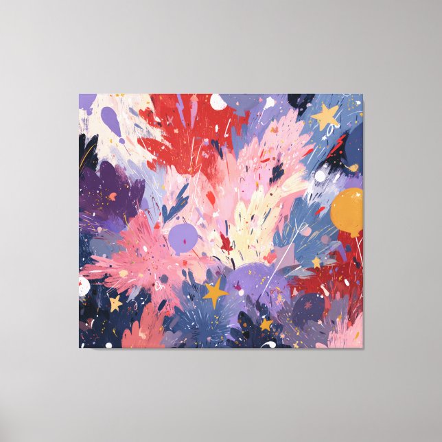 Cosmic Party Abstract Explosion Leinwanddruck (Vorderseite)
