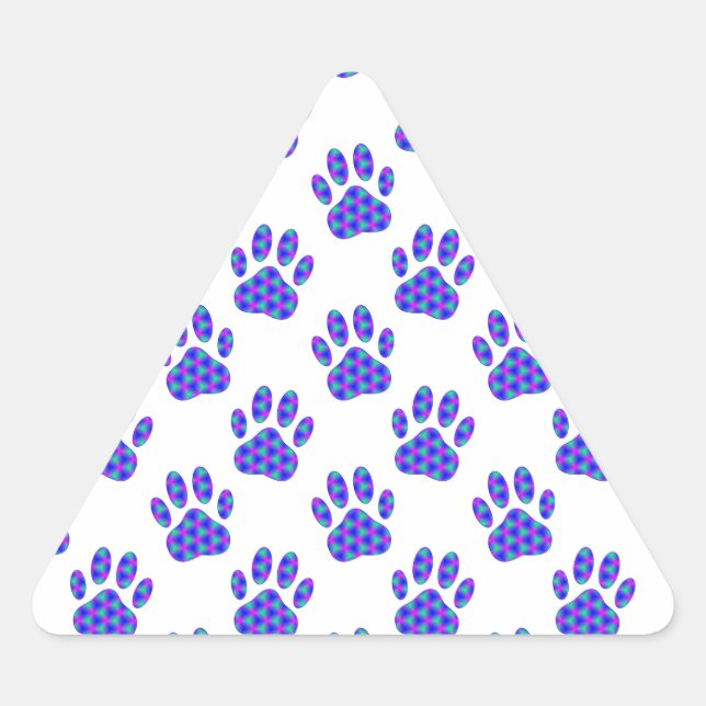 Cosmic Paw Print Pattern Dreieckiger Aufkleber (Vorderseite)