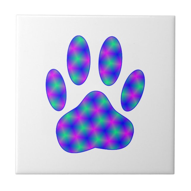 Cosmic Paw Print Pattern Fliese (Vorderseite)