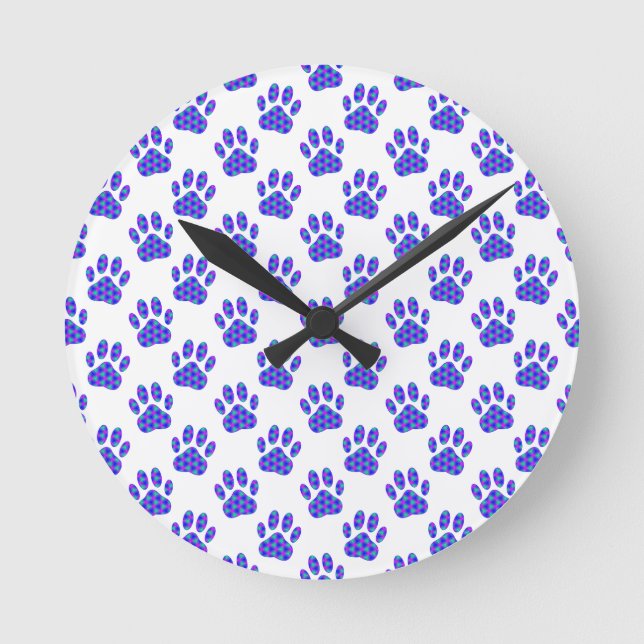 Cosmic Paw Print Pattern Runde Wanduhr (Vorderseite)