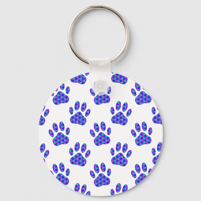 Cosmic Paw Print Pattern Schlüsselanhänger (Vorderseite)