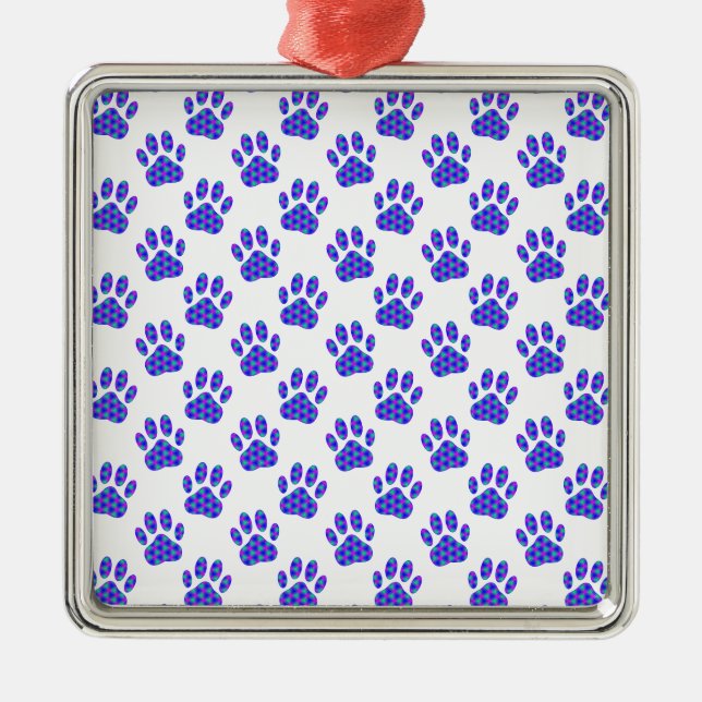 Cosmic Paw Print Pattern Silbernes Ornament (Vorne)