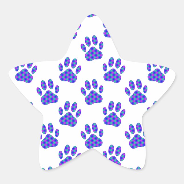 Cosmic Paw Print Pattern Stern-Aufkleber (Vorderseite)