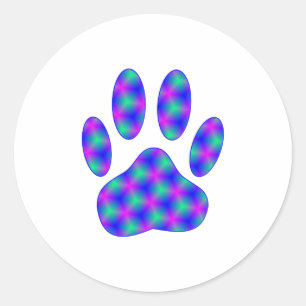 Cosmic Paw Print Runder Aufkleber