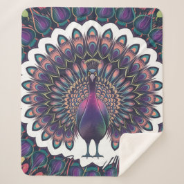 Cosmic Peacock Mandala Fleece Blanket Sherpadecke