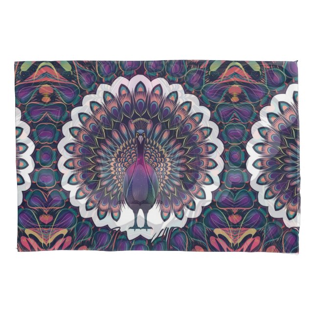 Cosmic Peacock Mandala Kissenbezug (Vorderseite)
