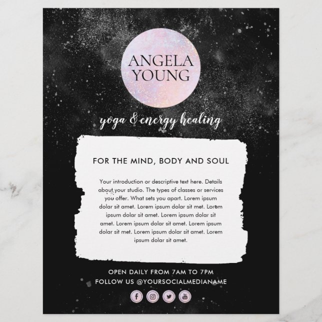 Cosmic Pink Moon Yoga, Life Coach, Astrologer Flyer (Vorne)