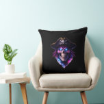 Cosmic Pirate Skull Galaxy Throw Pillow Kissen<br><div class="desc">Add a bold cosmic touch to your space with this striking Cosmic Pirate Skull pillow. Featuring a glowing pirate skull wearing a classic tricorn hat and infused with vibrant galaxy colors, this design blends pirate legend with deep space aesthetics. Electric blue eyes and swirling nebula textures create a dramatic visual...</div>