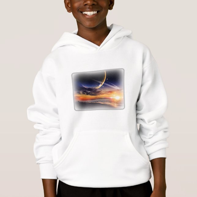 Cosmic Planet Horizon Kinder-Pullover-Kapuzenpullo Hoodie (Vorderseite)