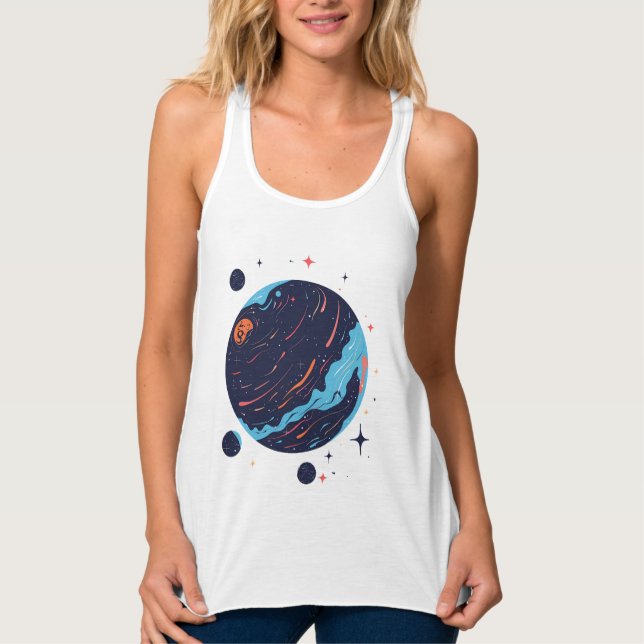 Cosmic Planet Space Art T-Shirt Tank Top (Vorderseite)