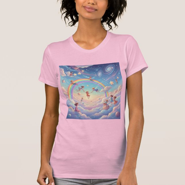 Cosmic Playground Inner Child in Heaven’s Rainbow T-Shirt (Vorderseite)