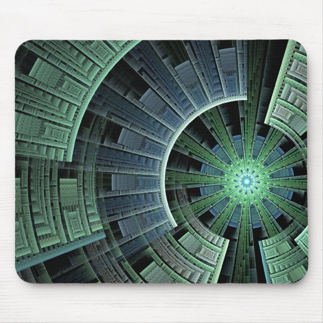 Cosmic Pod Green Geometric Design Mousepad (Vorne)