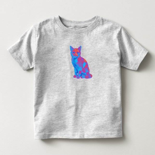 Cosmic Quilt Feline – Trippy Geometric Cat Art Kleinkind T-shirt (Vorderseite)