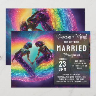 Cosmic Rainbow Feminine Energy Mermaid Wedding Einladung