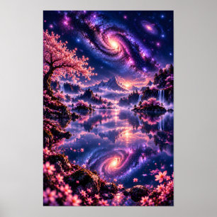 Cosmic Sakura: Sakura Galaxy Kirschblüten-Kunst Po Poster