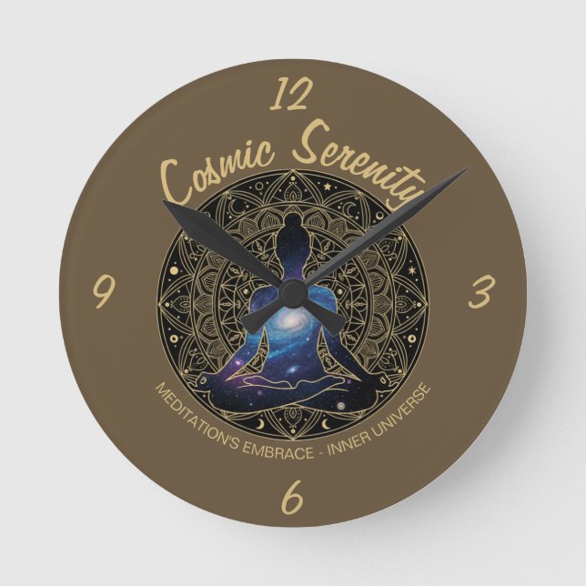 Cosmic Serenity Meditation | Galaxy Mandala  Runde Wanduhr (Vorderseite)