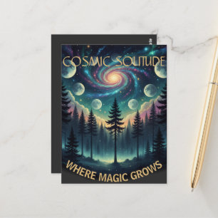 Cosmic Solitude Galaxy Forest • Mondphasen Postkarte