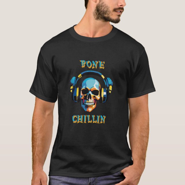 Cosmic Sound Funky Skull Kopfhörer T-Shirt (Vorderseite)