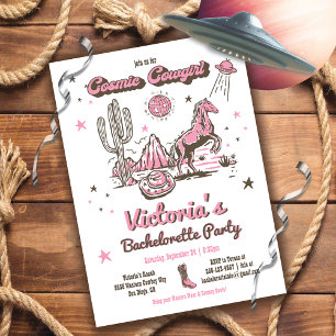 Cosmic Space Cowgirl Western Junggeselinnen-Abschi Einladung
