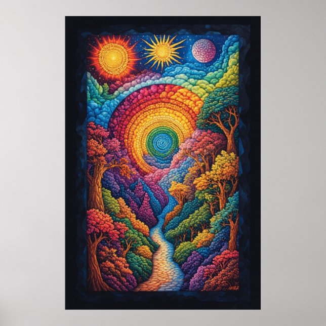 Cosmic Spiral Journey: Eine psychedelische Vision Poster (Vorne)