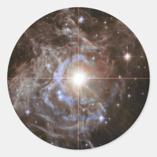 Cosmic Star Holiday Wreath Runder Aufkleber