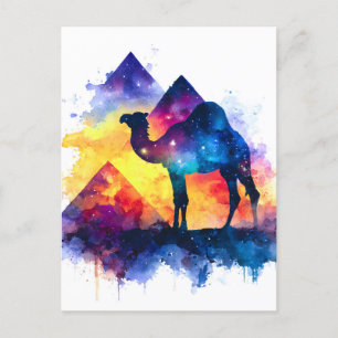 Cosmic Starry Night Egyptian Camel Landschaft Ankündigungspostkarte