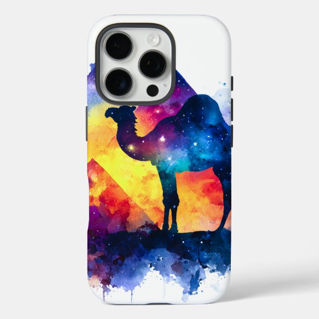 Cosmic Starry Night Egyptian Camel Landschaft iPhone 16 Pro Hülle (Rückseite)