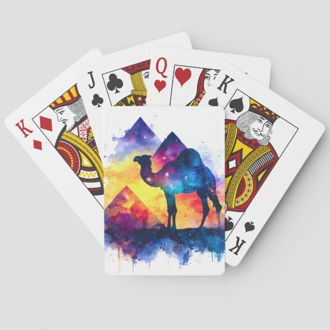 Cosmic Starry Night Egyptian Camel Landschaft Spielkarten (Rückseite)