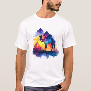 Cosmic Starry Night Egyptian Camel Landschaft T-Shirt