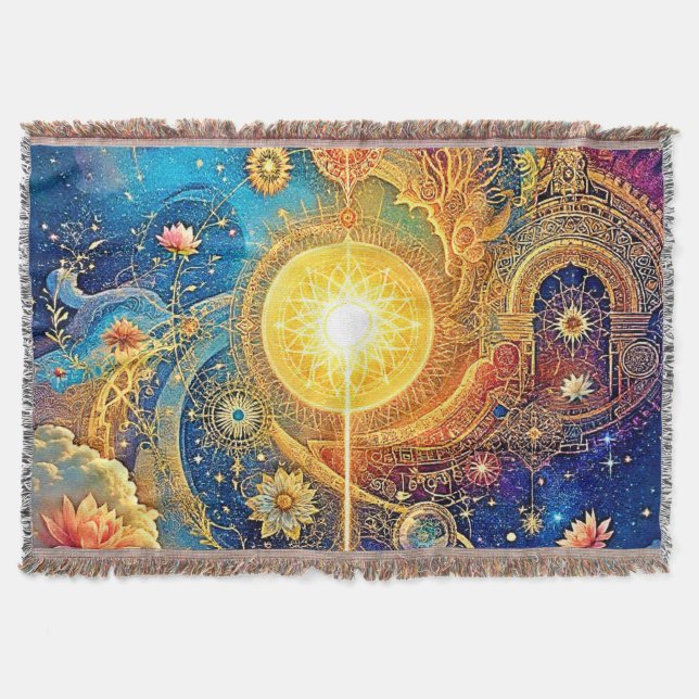 Cosmic Sun Mandala Art Decke (Vorderseite)