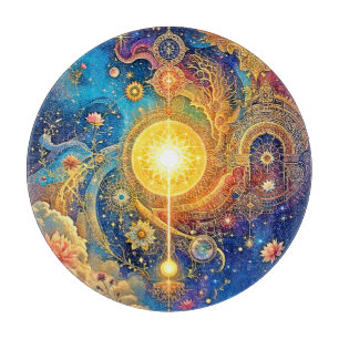 Cosmic Sun Mandala Art Schneidebrett