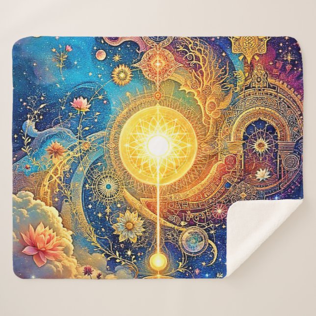 Cosmic Sun Mandala Art Sherpadecke (Vorderseite (Horizontal))