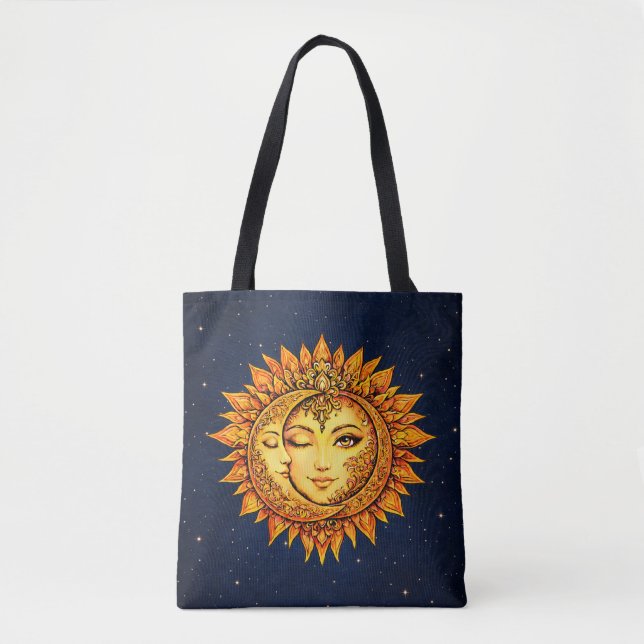 Cosmic Sun Moon Boho Goddess Celestial Mandala Art Tasche (Vorderseite)