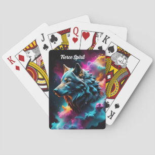Cosmic Surreal Fantasy Wolf Custom Abstrakt Art Spielkarten
