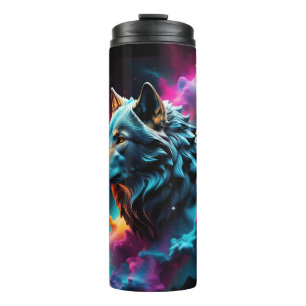 Cosmic Surreal Fantasy Wolf Custom Abstrakt Art Thermosbecher