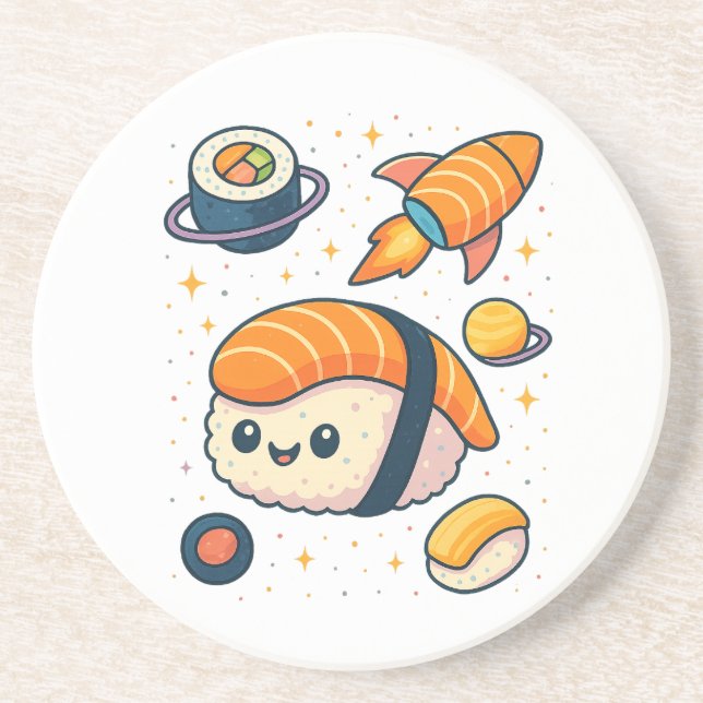 Cosmic Sushi Adventure Getränkeuntersetzer (Vorne)