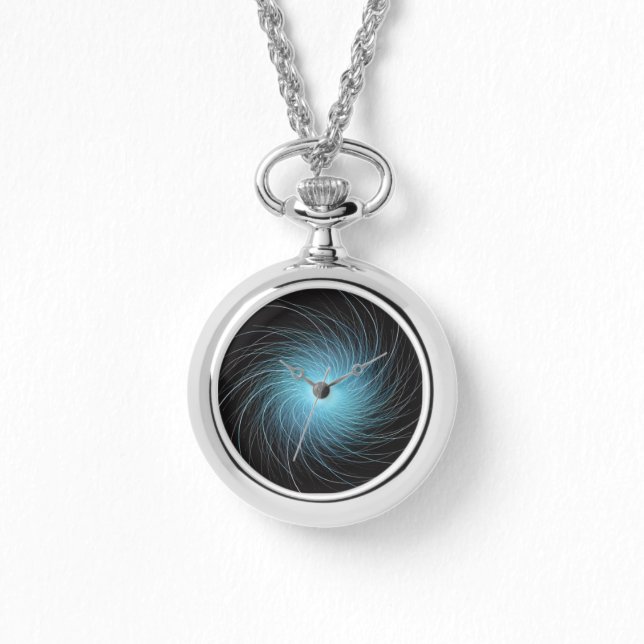 Cosmic Swirl aus blauem Fraktal auf schwarz Armbanduhr (Vorderseite)