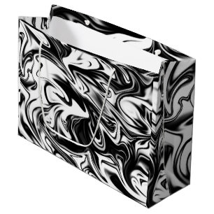 "Cosmic Swirl: Das Schwarz-Weiß-Marmor-Elegante Große Geschenktüte