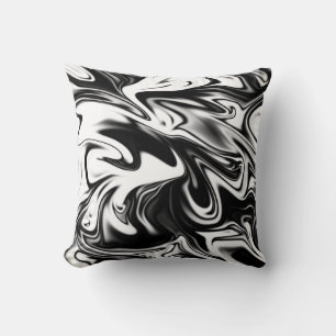 "Cosmic Swirl: Das Schwarz-Weiß-Marmor-Elegante Kissen