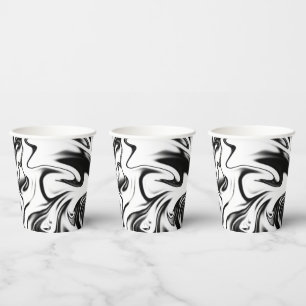 "Cosmic Swirl: Das Schwarz-Weiß-Marmor-Elegante Pappbecher