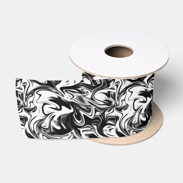 "Cosmic Swirl: Das Schwarz-Weiß-Marmor-Elegante Satinband (Spule)