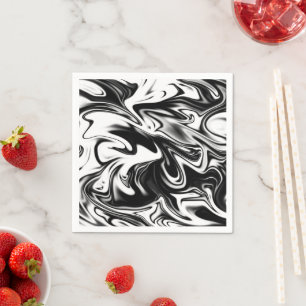 "Cosmic Swirl: Das Schwarz-Weiß-Marmor-Elegante Serviette