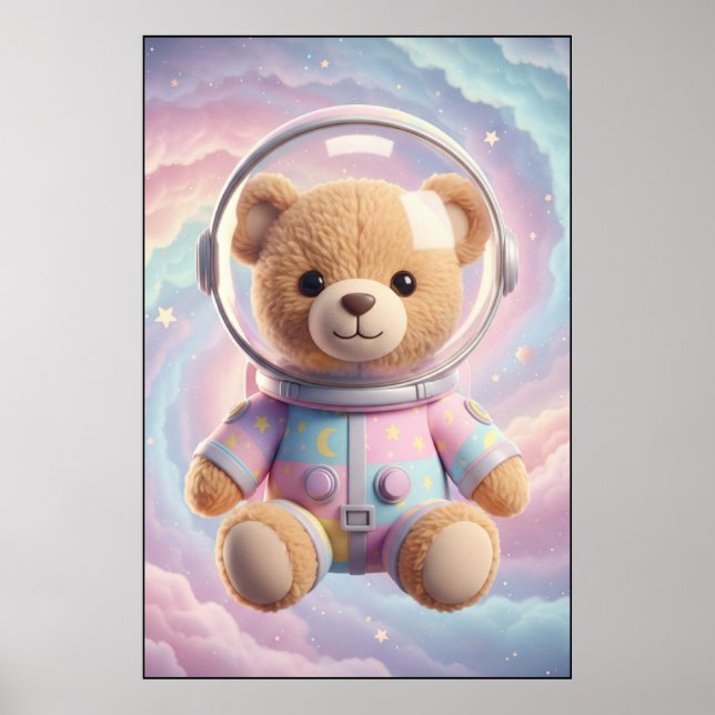 Cosmic Teddy Astronaut Art Poster (Vorne)